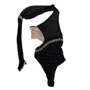 Roberta Einer - Dina Knit Asymmetrical Bodysuit in Black